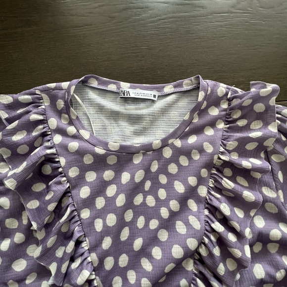 Womens Zara polka dot purple dress with Ruffles, sz Medium - Picture 5 of 11